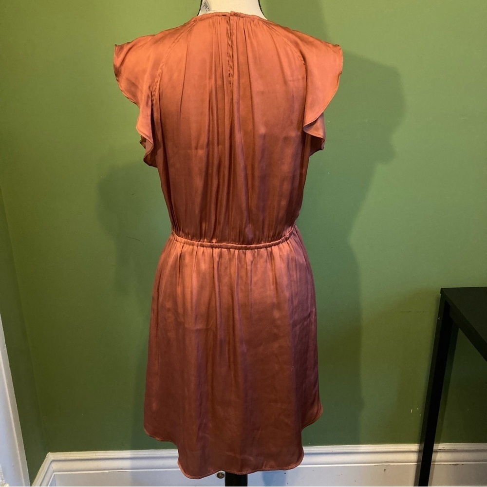 H&M Rust Ruffle Mini Dress SIZE 10 - Picture 4 of 11